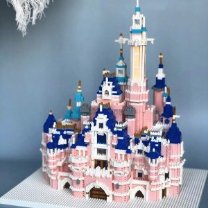 Pink Fairy Tale Castle Palace Architecture Creative Miniature Building Blocks Set 3d Puzzle Assembly Toy, Educational Gift, Collectible, Valentine's Day Gift, Birthday Gift, 1pc Room Decoration Multicolor