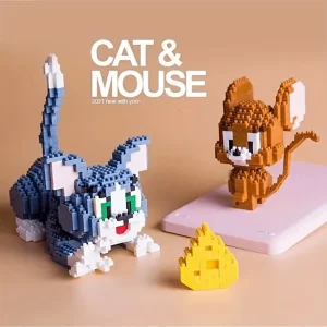 TOM AND JERRY. Cat And Mouse Building Block Set, Office Home Indoor Decoration, Holiday Gift Room Decoration Multicolor