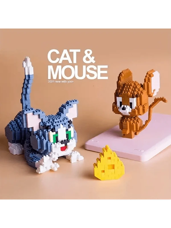 TOM AND JERRY. Cat And Mouse Building Block Set, Office Home Indoor Decoration, Holiday Gift Room Decoration Multicolor