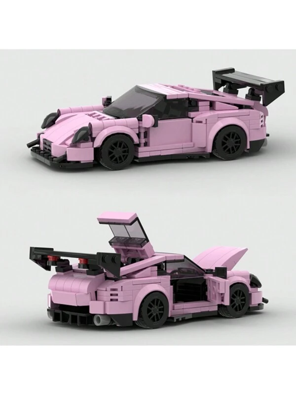 Pink/Gray/Blue Supercar Racing Classic MOC Building Block Set, DIY Buildable Car Toy Model For Adults, City  Cup Tech Series, Great Gift For Birthday, Halloween, Christmas Model