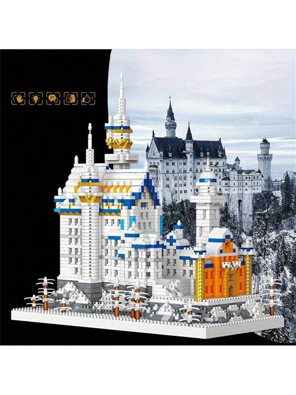 2790pcs Miniature Building Blocks Of World Famous Landmarks, Swan Lake Castle, A World Landscape Architectural Model, Assembly Toy, Gift, Decorative Ornament Pack Bag