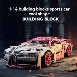 1pc 1:14 Building Blocks Car With 1200+ Pieces, Made Of High-Quality ABS Material, Ideal Gift For Halloween, Christmas, Birthday, Perfect Decoration For Living Room, Bedroom, Auto Model, Racing Building Block Toy,Toys For Boys,Kids Toys,Toys For Kids,Toys For Girls Pink