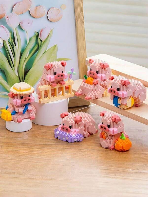 Animal Building Blocks Set, Cute Pig Toy, Children Educational Assembling Gift, Suitable For Birthday, Holiday, Christmas,Toys For Boys,Kids Toys,Toys For Kids,Toys For Girls Multicolor